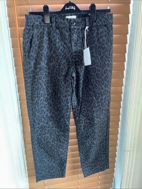 pistola Charcoal Black Leopard-Print Chino Pants